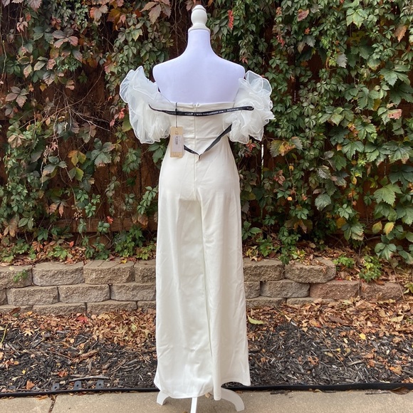 ASOS Club L London Organza Sleeve Jumpsuit in White Size US6 - Picture 6 of 9